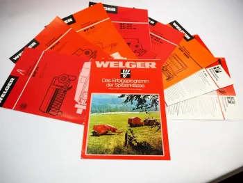 9x Original Prospekt Welger Pressen Ballenwerfer Landtechnik 1970/80er Jahre