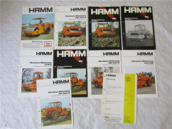 9x Prospekt Hamm Vibrations Walzenzüge HW 70/80er Jahre und Preisliste ab 1/1977