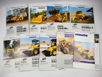9x Prospekt Komatsu WA WB SK Radlader mit technischen Daten 1990/2000er Jahre