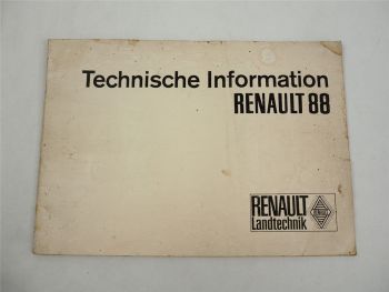 Renault 88 Traktor Technische Information ca. 1970