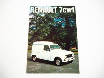 Renault 7 CWT Van Pickup Prospekt Brochure 1975