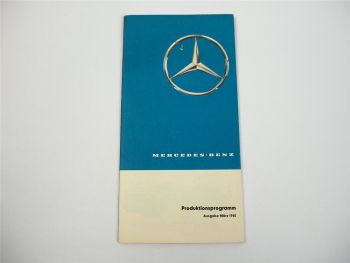 Mercedes Benz Produktionsprogramm PKW LKW Bus Motoren Unimog Prospekt 1960