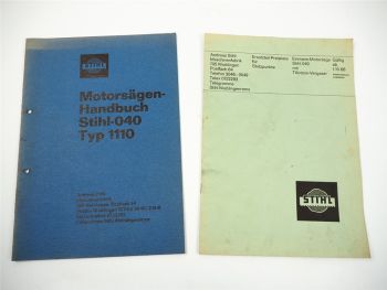 Stihl 040 Typ 1110 Motorsäge Werkstatthandbuch Ersatzteilliste 1966