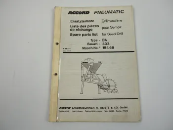 Accord Pneumatic DA 432 Drillmaschine Ersatzteilliste 1990