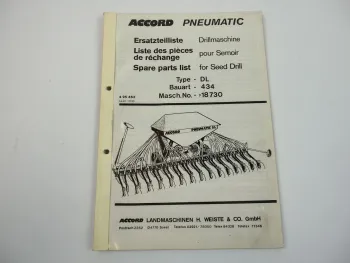Accord Pneumatic DL 434 Drillmaschine Ersatzteilliste 1990