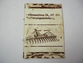 Accord Pneumatic DL DT DA Drillmaschine Betriebsanleitung 1980er Jahre