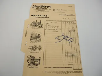 Adam Metzger Landmaschinen Sprendlingen Rechnung 1943 Lanz Bulldog Roder Platz
