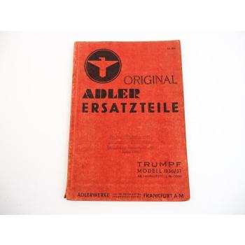 Adler Trumpf 1,7EV Ersatzteilkatalog Ersatzteilliste 1937