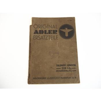 Adler Trumpf Junior 1G PKW Ersatzteilkatalog Ersatzteilliste 1937