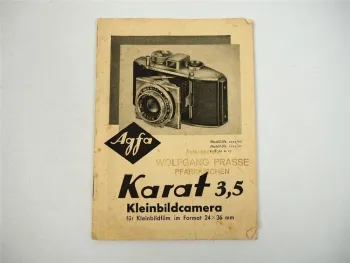 Agfa Karat 3,5 Kleinbildkamera Fotoapparat Bedienungsanleitung 1950er Jahre