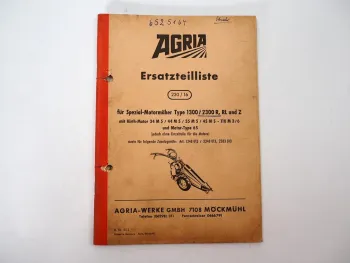 Agria 1300 2300 R RL Z Motormäher Ersatzteilliste Ersatzteilkatalog 1970