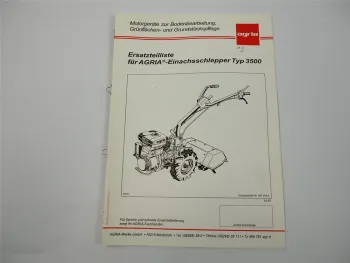 Agria 3500 Einachsschlepper Ersatzteilliste Ersatzteilkatalog 1995