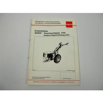 Agria 3700 Einachsschlepper mit Anbau Fräse 3701 Ersatzteilliste Katalog 1997