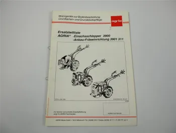 Agria 3900 Einachsschlepper mit Anbau Fräse 3901 Ersatzteilliste Katalog 1996