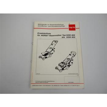 Agria 5200 809 bis 859 Rasenmäher Ersatzteilliste Ersatzteilkatalog 1995