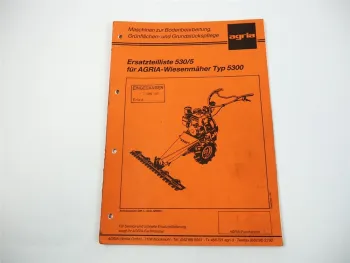Agria 5300 Wiesenmäher Ersatzteilliste Ersatzteilkatalog 1987