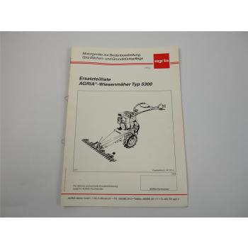Agria 5300 Wiesenmäher Ersatzteilliste Ersatzteilkatalog 1995