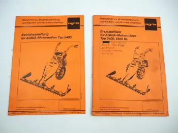 Agria 5400 Motormäher Betriebsanleitung Bedienung Ersatzteilliste 1990/92