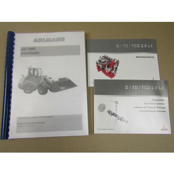Ahlmann AX 1000 Radlader + Motor Bedienungsanleitung und Ersatzteilliste Deutz