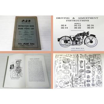 AJS 35/4 35/12 35/16 35/14 35/22 35/26 Motorcycles 1936 Instructions Parts List