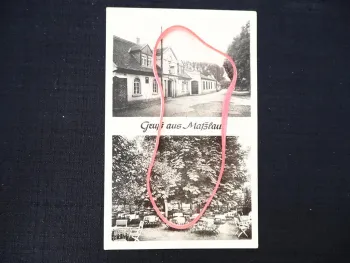 AK Gruß aus Maßlau Horburg Merseburg Gasthaus Grüne Aue 1958 gelaufen