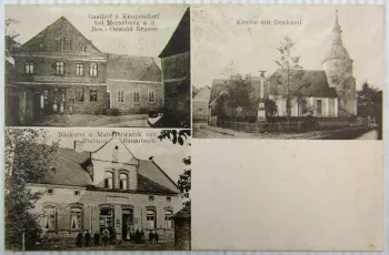 AK Knapendorf b. Merseburg Bäckerei Gasthaus Kirche mit Denkmal 1912