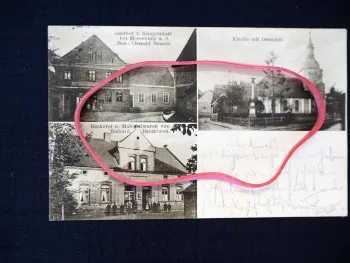 AK Knapendorf Merseburg Gasthof O. Brauer Bäckerei R. Baumbach 1914 gelaufen