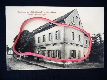 AK Körbisdorf Merseburg Braunsbedra Gasthaus R. Vogler 1912 gelaufen