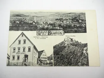 AK Postkarte Beuren Sattlerei Lehmann Hohen Neuffen Stuttgart ca. 1920 Württemberg
