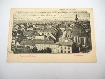 AK Postkarte Cottbus Totalansicht 1901 Brandenburg