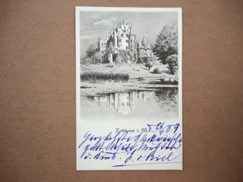 AK Schloss Kalkhorst Mecklenburg mit Unterschrift Adelsfamilie von Biel 1909