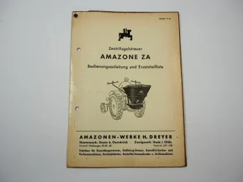 Amazone ZA Zentrifugalstreuer Kurz Betriebsanleitung ETL Streutabelle 1960