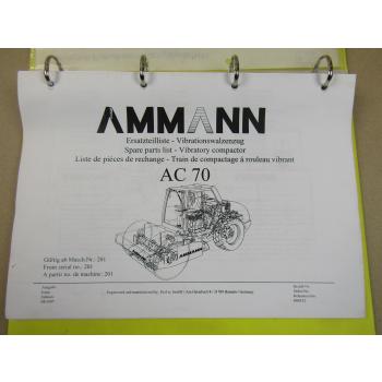 Ammann AC70 Walze Ersatzteilliste 1997 Parts List Pieces de rechange