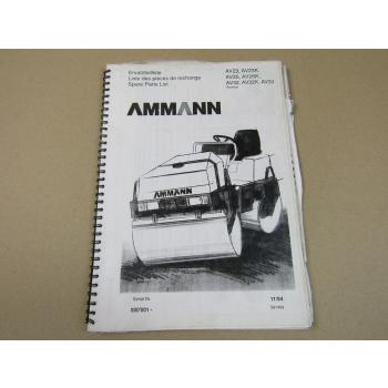 Ammann AV 23 26 32 33 K Walze Ersatzteilliste Parts List Pieces de rechange 1994