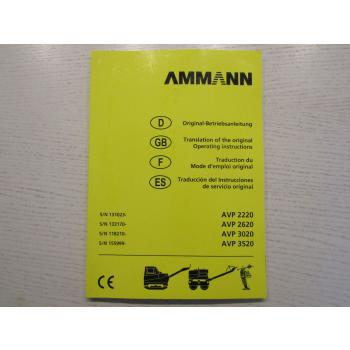 Ammann AVP 2220 2620 3020 3520 Rüttelplatte Bedienungsanleitung Manual 2010