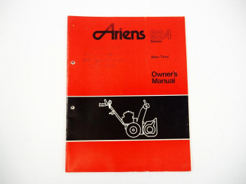 Ariens 924 Serie Sno-Thro Schneefräse Bedienungsanleitung Owners Manual 1988