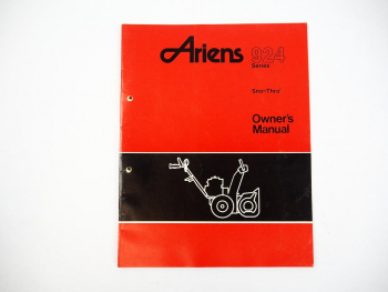 Ariens 924 Serie Sno-Thro Schneefräse Owners Manual Bedienungsanleitung 1988