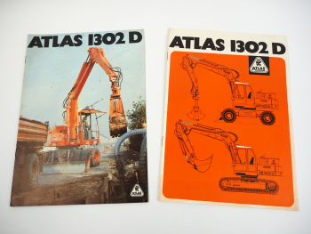 Atlas 1302D Hydraulikbagger 2x Prospekt Technische Daten 1977/78