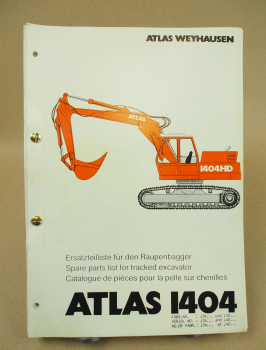 Atlas 1404 R Bagger Ersatzteilliste Parts List Catalogue de pieces 1988