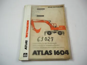 Atlas 1604M Mobilbagger Ersatzteilliste Schaltplan Elektrik Hydraulik 1988