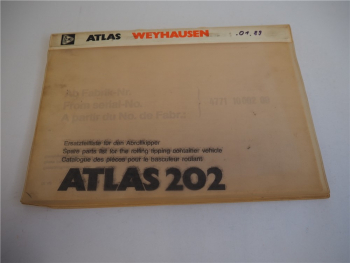 Atlas 202 Abrollkipper Ersatzteilliste Parts List Pieces de Rechange 09/1989