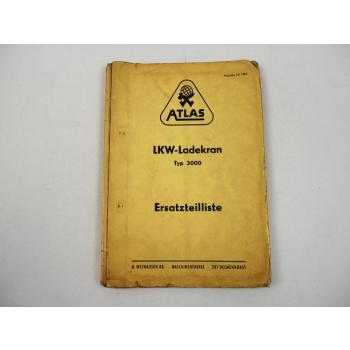 Atlas 3000 Ladekran für LKW Ersatzteilliste Ersatzteilkatalog 1962