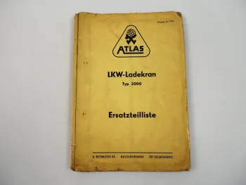 Atlas 3000 Ladekran für LKW Ersatzteilliste Ersatzteilkatalog 1962