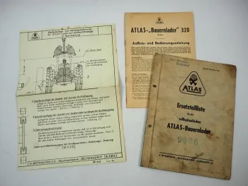 Atlas 320 Bauernlader Bagger Betriebsanleitung Anbau Ersatzteilliste 1961