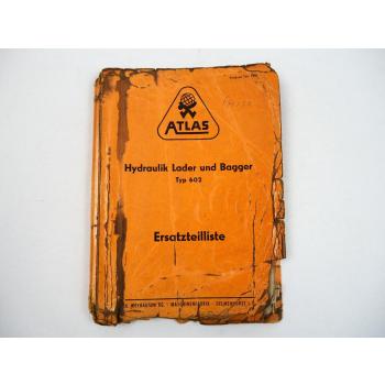 Atlas 602 Hydraulik Lader Bagger Ersatzteilliste 1959 Preisliste