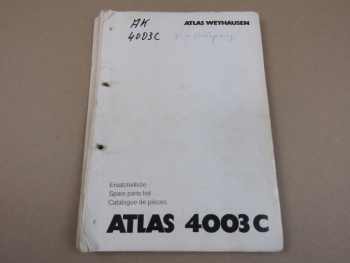 Atlas AK 4003 C Ersatzteilliste Parts List Pieces de rechange 7/1989