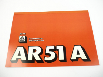 Atlas AR51A Radlader Ersatzteilliste Ersatzteilkatalog Spare Parts List 1978