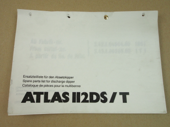 Atlas ASK II2 DS T Absetzkipper Ersatzteilliste Parts List Pieces Rechange 3/87