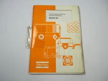 Atlas Copco XAS32Dd Fahrbarer Kompressor Betriebsanleitung Ersatzteilliste 1993