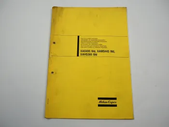Atlas Copco XAS495 XAMS445 XAHS365 Md Fahrbarer Kompressor Ersatzteilliste 1993